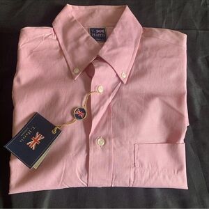 T Harris London Cotton Shirt Male Button Up Long Sleeve Sz M Pink Dress Work